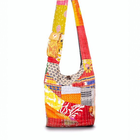 Kathmandu Collection Kantha Patchwork Hobo Bag - Picture 1 of 7